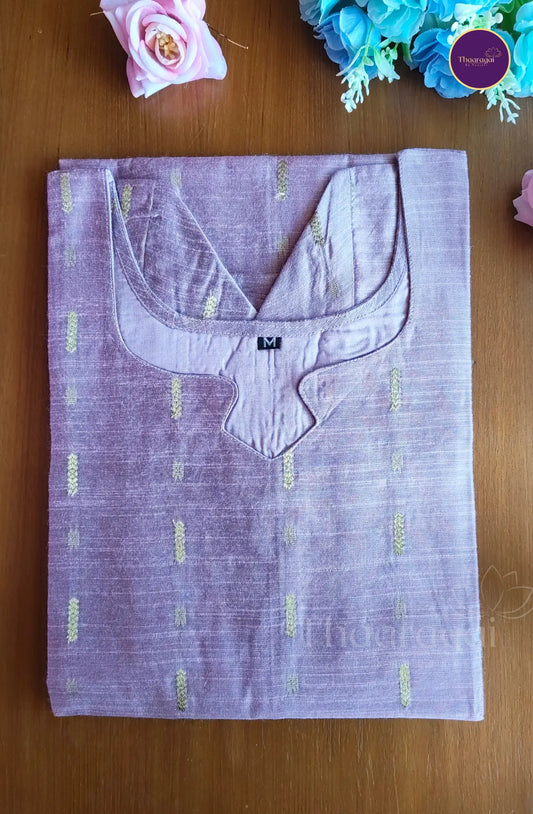 Raw Silk Coral Pink Kurti with Motif and Dupatta - 2 Pcs Set