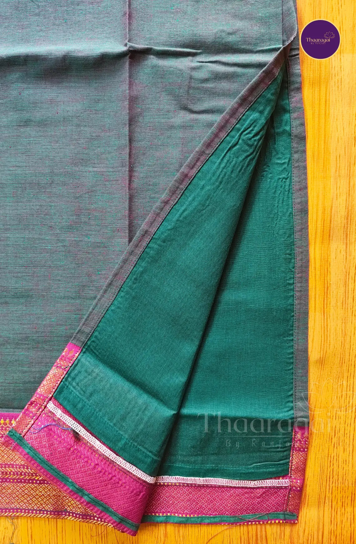 Mangalagiri Cotton Kurti Set in Teal Blue - 3 Pcs Set