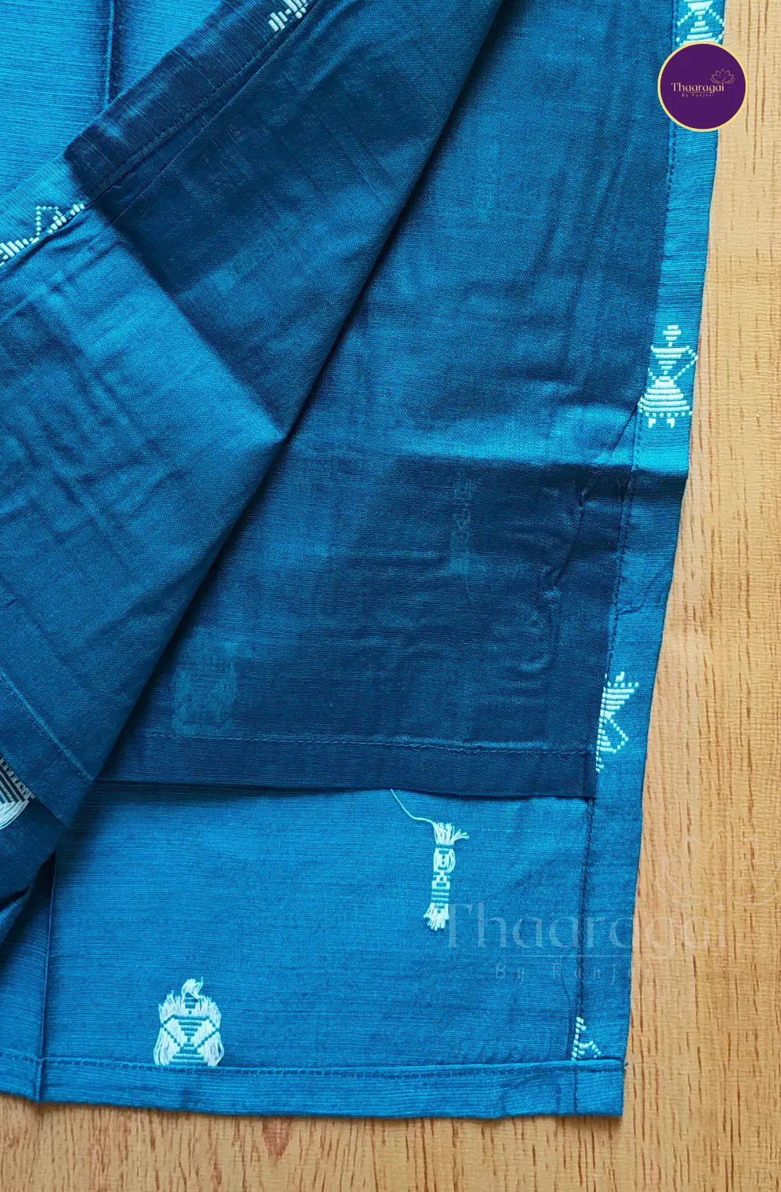 Raw Silk Peacock Blue Coord Set with Madhubani Print Dupatta