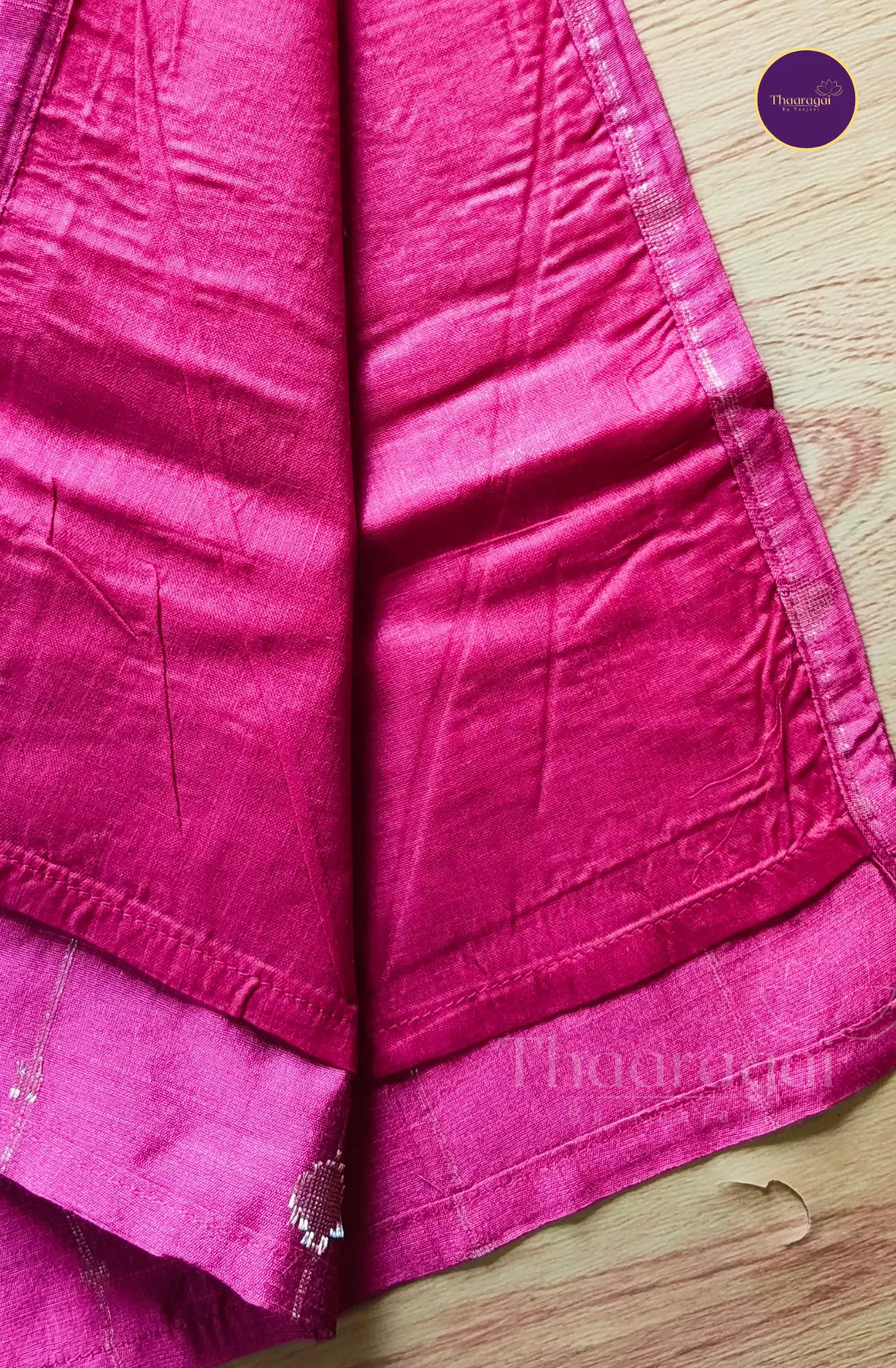 Raw Silk Rose Red Kurti Set with Green Zari Dupatta - 3 Piece Set