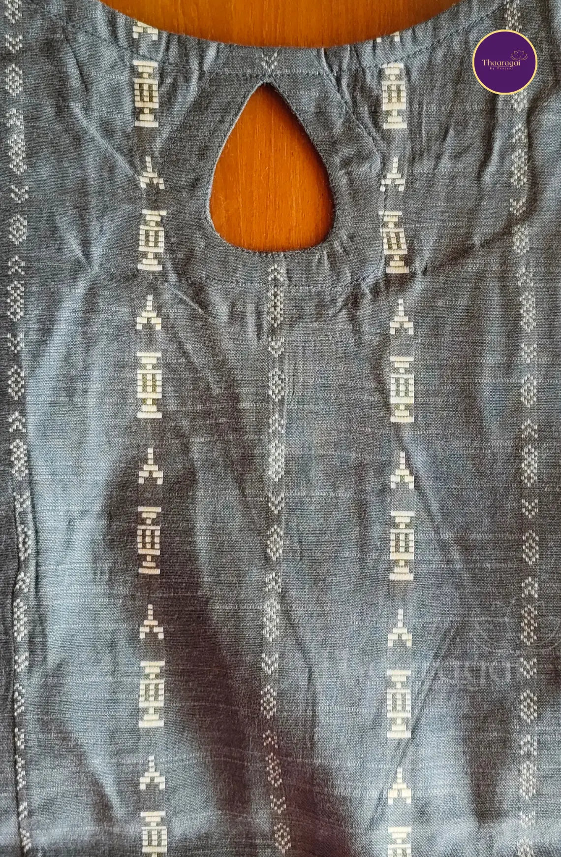Raw Silk Ash Grey Kurti Set with Dupatta - 3 Pcs Set