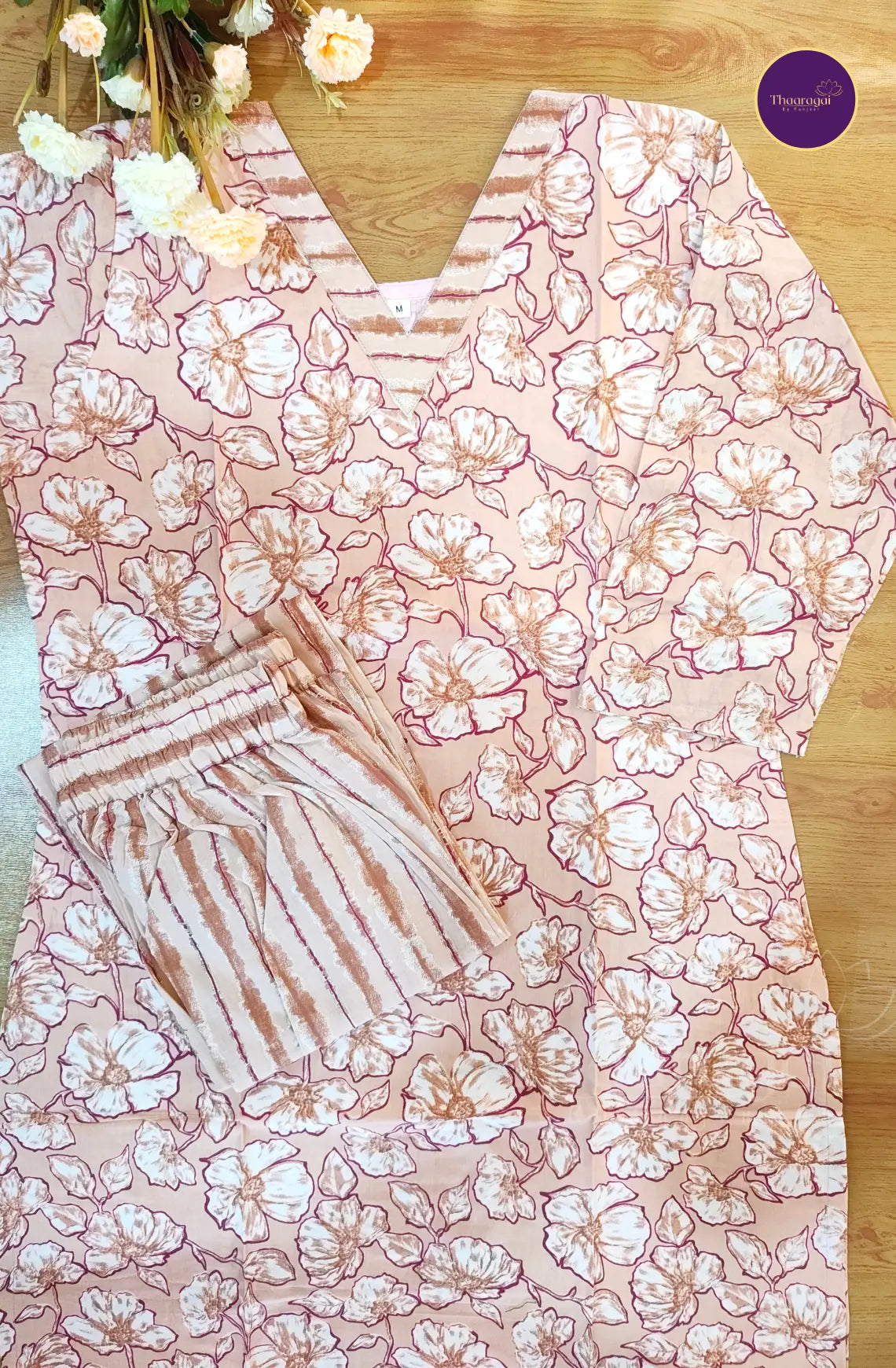 Cotton Coord Set in Baby Pink - 2 Piece Set