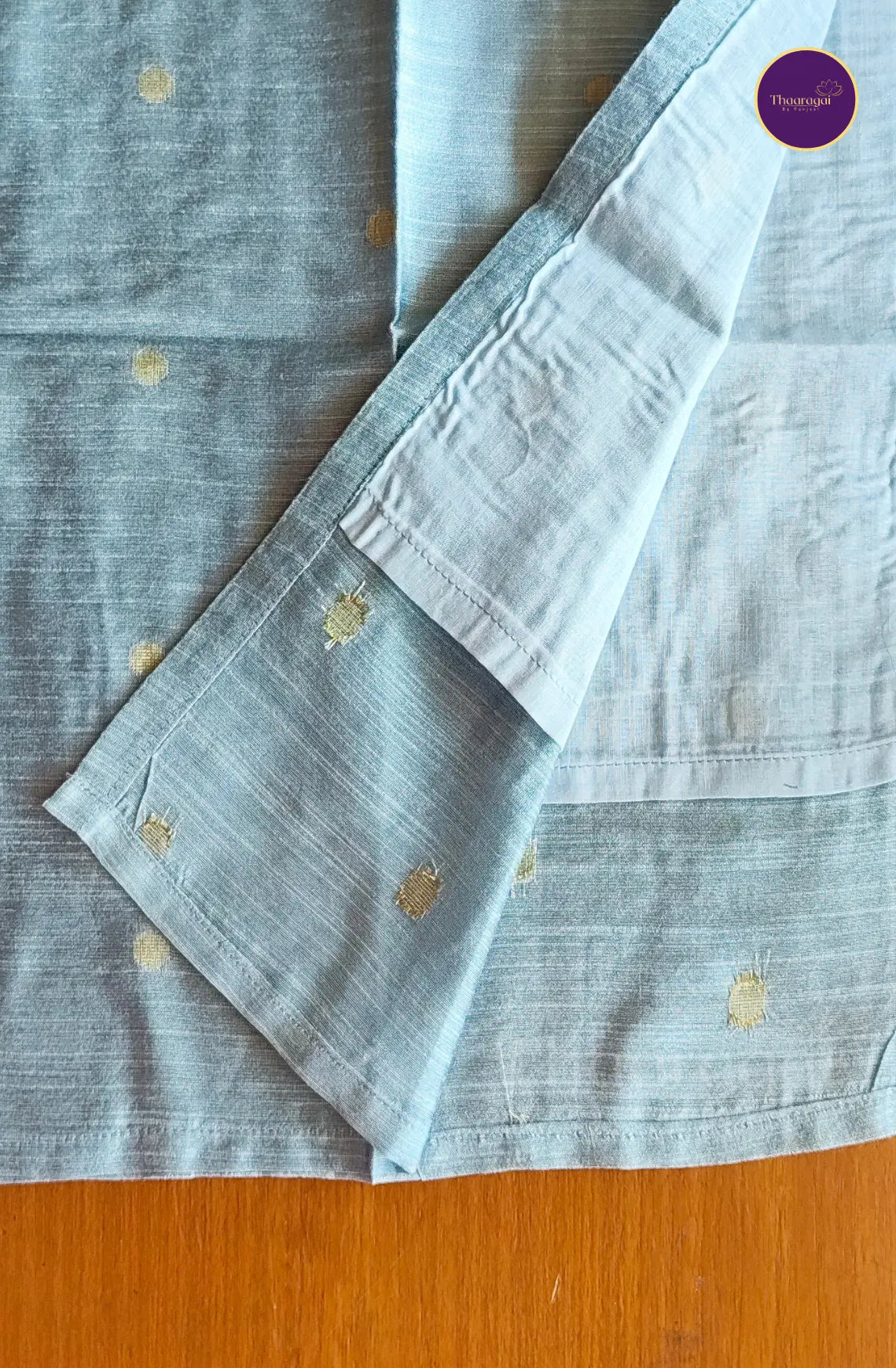 Raw Silk Pastel Blue Kurti with Motif and Sandal Dupatta