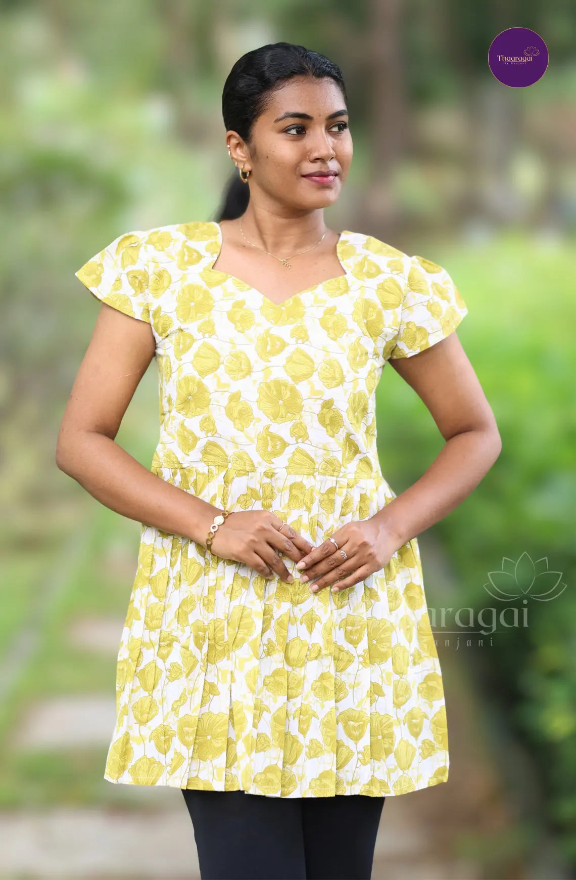 Leafy Green With Printed Florals