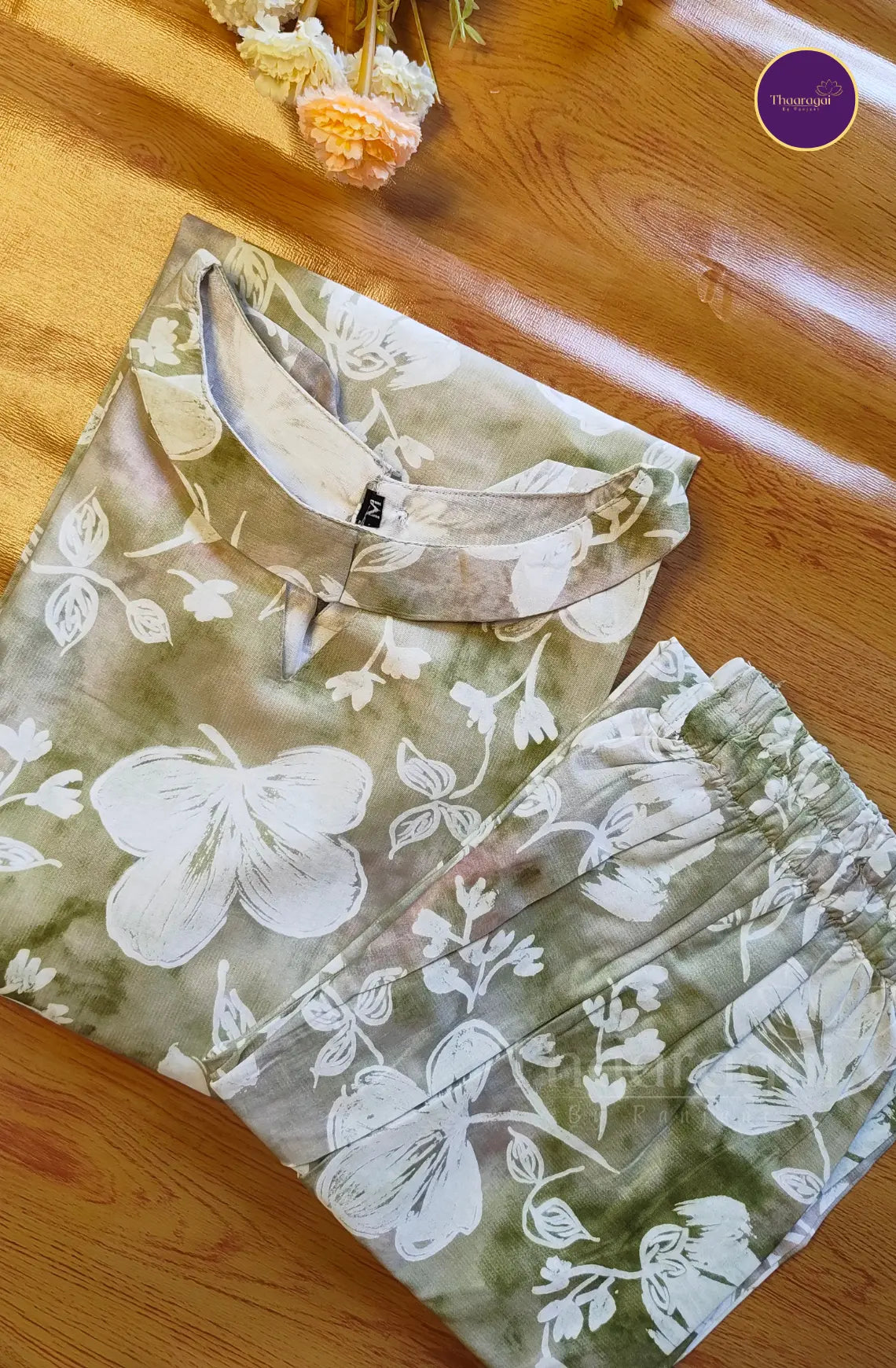Olive Bloom Cotton Coordset - 2 Piece Set
