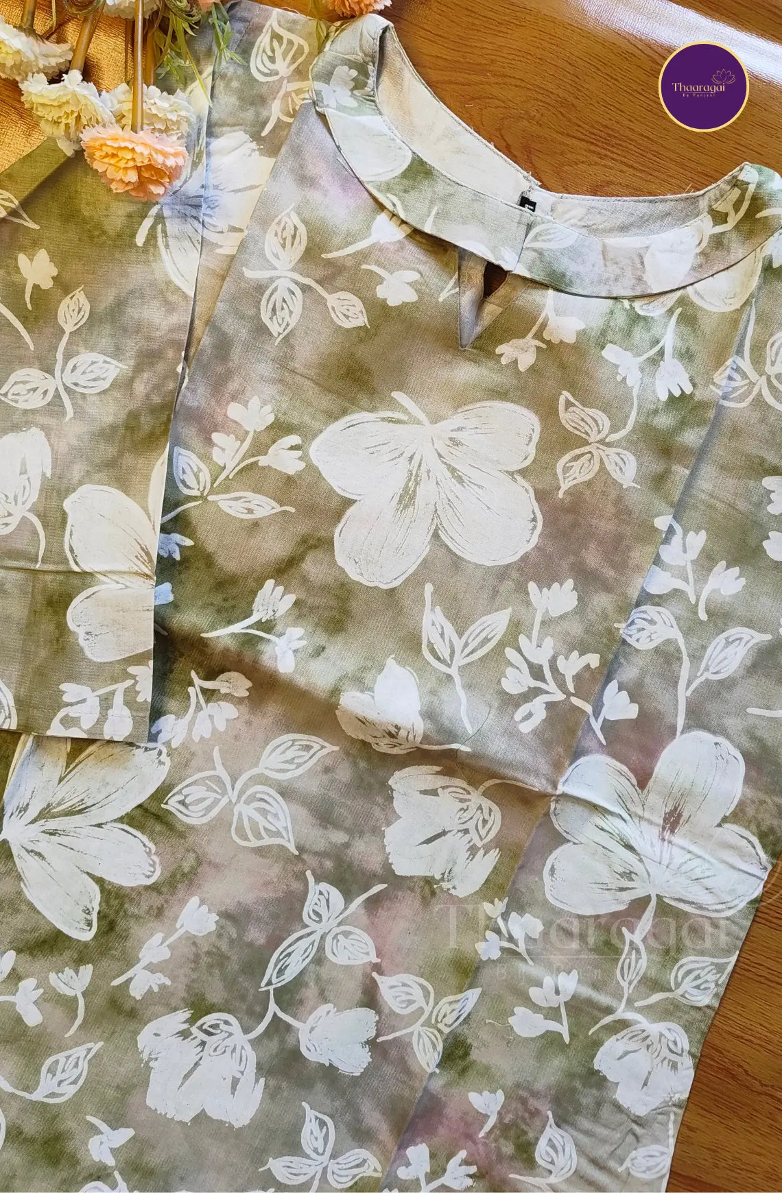 Olive Bloom Cotton Coordset - 2 Piece Set