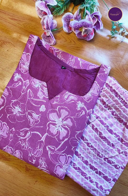 Pinkish Purple Cotton Coordset - 2 Piece Set