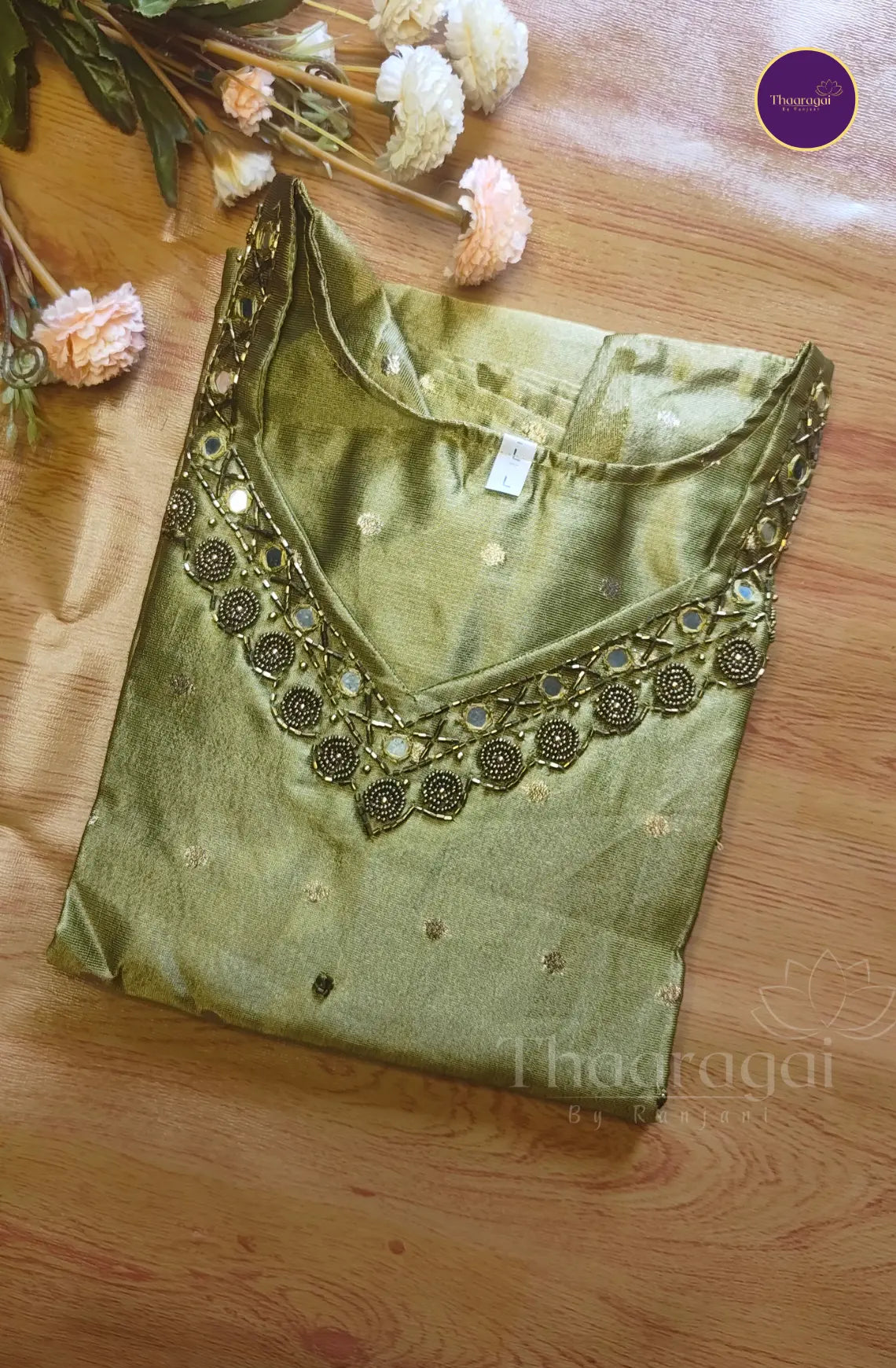 Golden Zari Butta Tissue Kurti