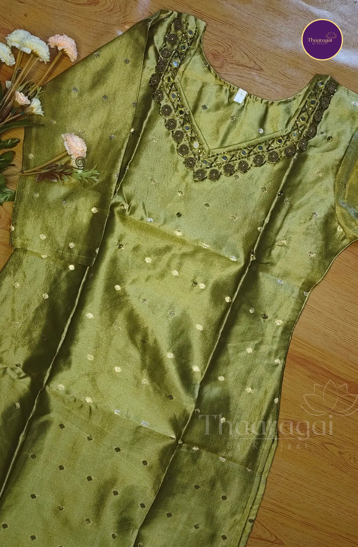 Golden Zari Butta Tissue Kurti