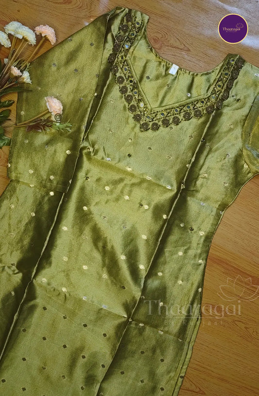 Golden Zari Butta Tissue Kurti