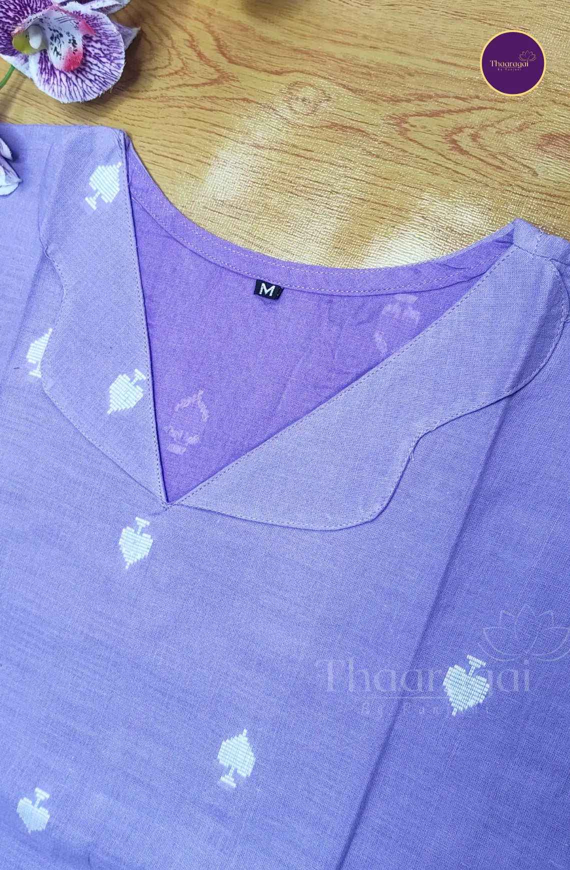 Pure Handloom Cotton Kurti Set in Lavender - 3 Pcs Set