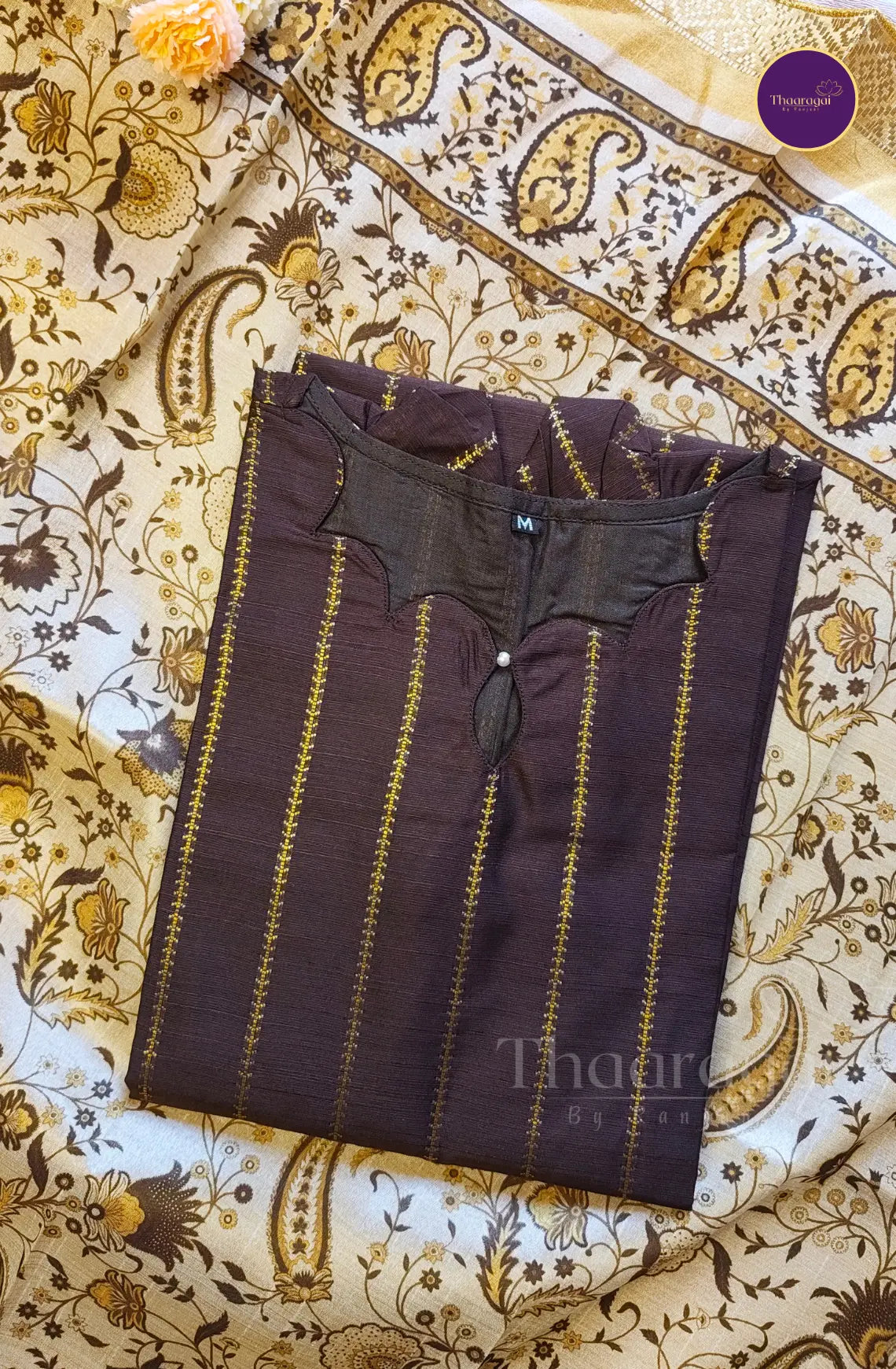 Raw Silk Coffee Brown Top and Dupatta - 2 Pcs Set