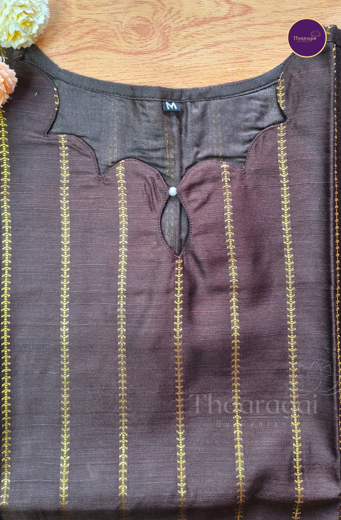 Raw Silk Coffee Brown Top and Dupatta - 2 Pcs Set