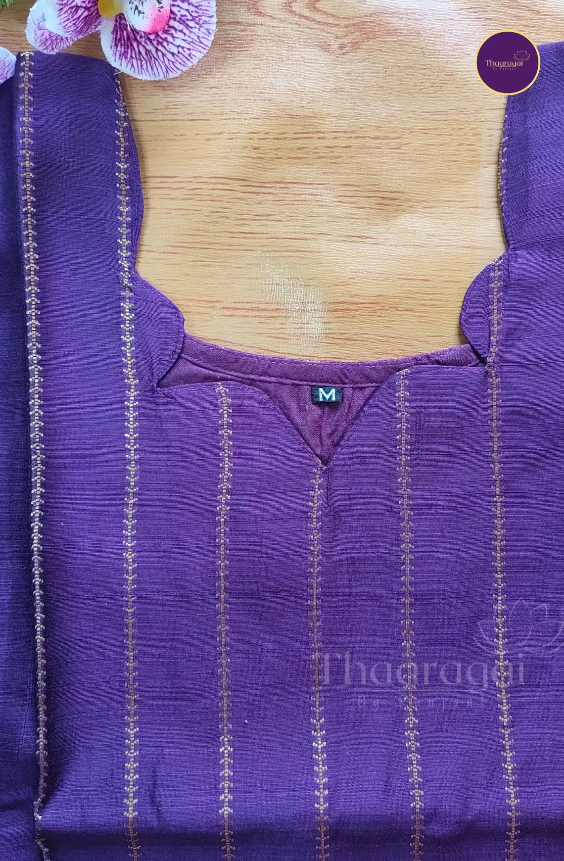 Raw Silk Royal Violet Top and Dupatta - 2 Pcs Set