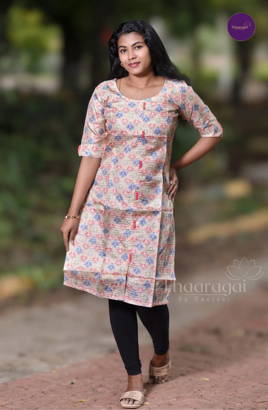 Sandal With Printed Florals