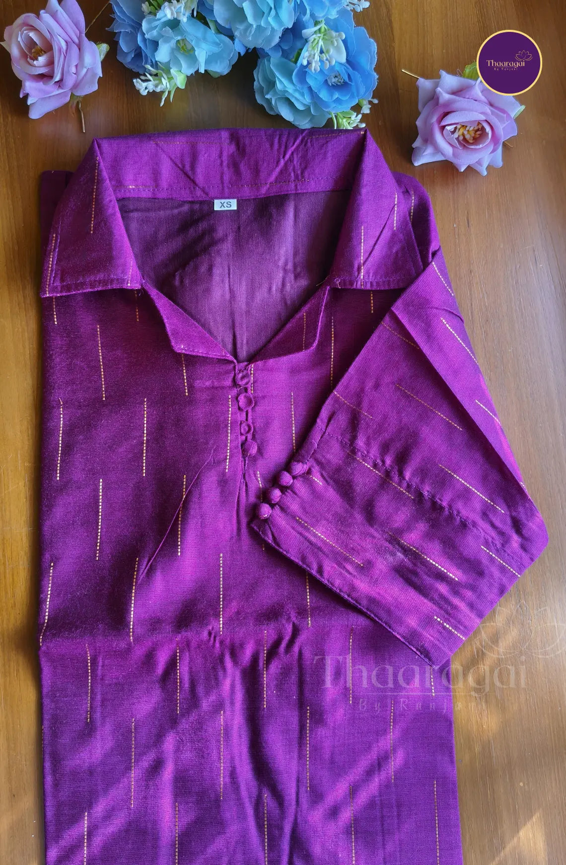 Raw Silk Vadamalli Kurti with Zari Stripes